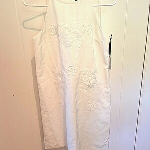 NWT Victoria Beckham Embroidered White Sheath lined Halter Dress Size XL
